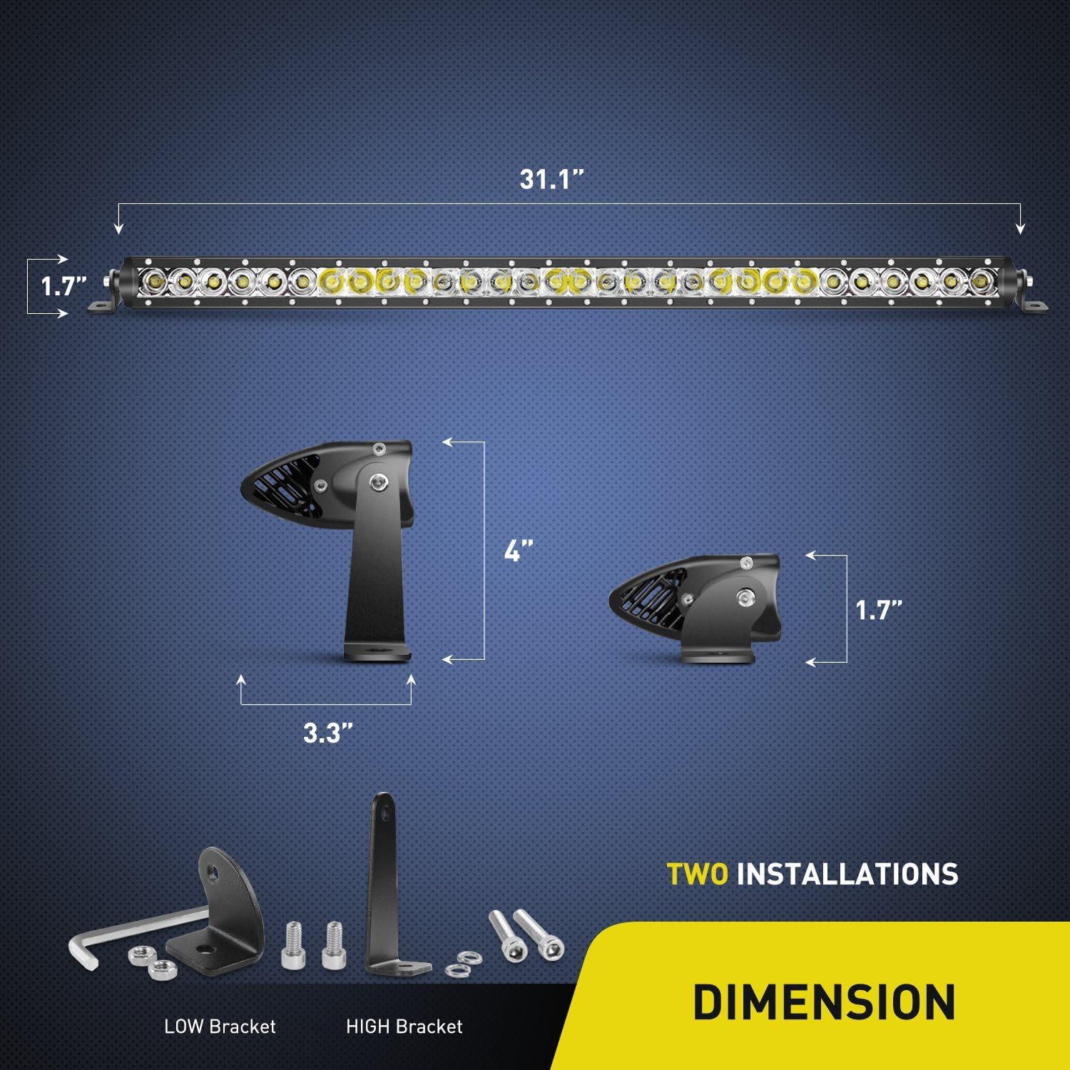 Nilight 31inch 150W Spot & Flood Combo Single Row 14500LM Off Road LED Fog & Driving Roof Bumper Light Bars for Jeep Ford Trucks Boat, 2 Years Warranty: Automotive