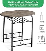 Yaheetech 3 Piece Dining Table & Chairs Set Compact with Storage Shelf view 4
