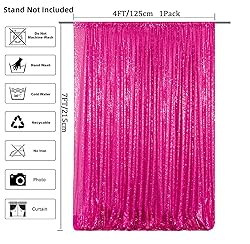 AMZLOKAE Hot Pink Sequin Backdrop Curtain 4FTx7FT