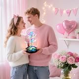 Childom Rotating Rainbow Rose in Glass Dome Light Up Gift view 3