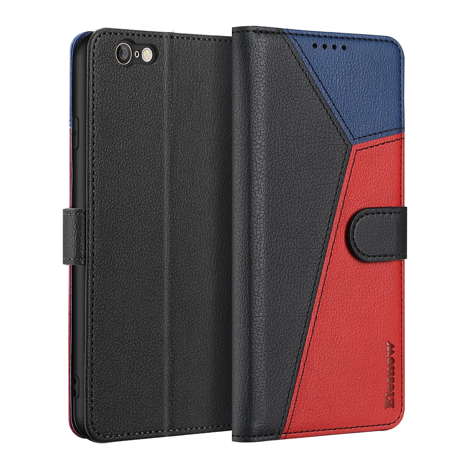 ELESNOW iPhone 6 / iPhone 6s Case - 4.7", Shockproof Cover Magnetic Flip Leather Wallet Card Holder Phone Case for iPhone 6 / 6s (Black/Red/Blue) — image 1