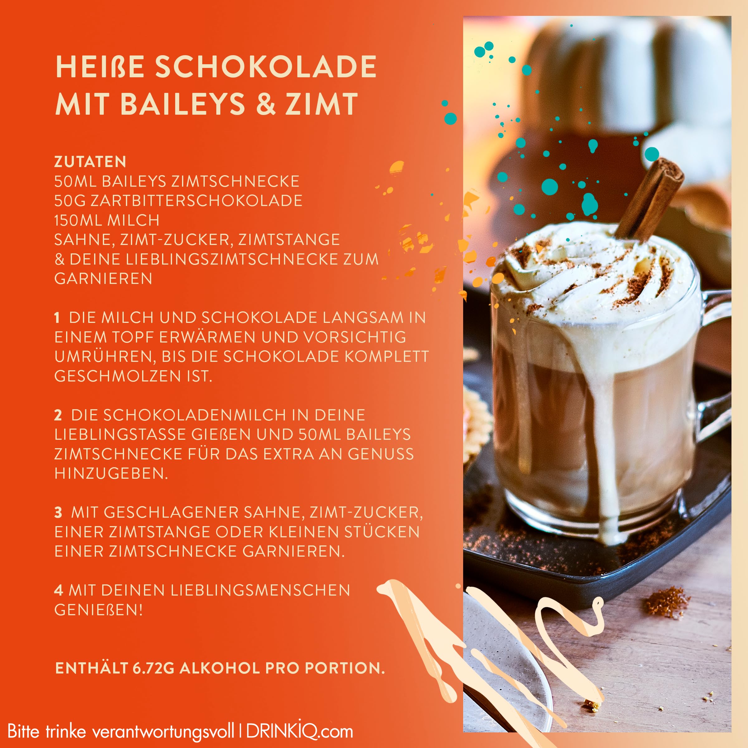 Baileys Zimtschnecke, Irish Cream Likör, neue limitierte Edition, Purer Genuß auf Eis, B-Corp zertifiziert, 17% vol, 500ml Einzelflasche 3