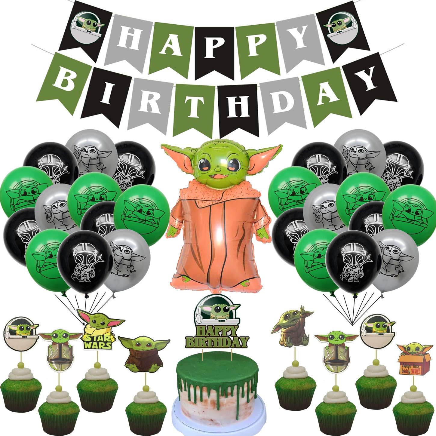 YNOUU Baby Yoda Birthday Party supplies Set The Mandalorian Theme