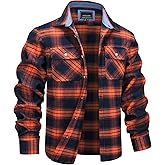 MAGNIVIT Flannel Shirt for Men Cotton Long Sleeve Plaid Shirt Lightweight Button Up Checkered Shirt Jacket with 2 Pockets
