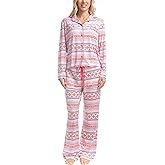 MUK LUKS Women's 2 Piece Pajama Set - Silky Veluor Button Down Top and Pajama Pants, Lovely Gems, Pijamas de Mujer