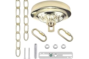 ECUDIS Light Fixture Canopy Kit, 5 Inches Diameter and 6 Feet Pendant Light Chain Includes Mounting Hardware for Chandelier or Swag Light Fixtures, Max Fixture Load of 50 Pounds (Brass)