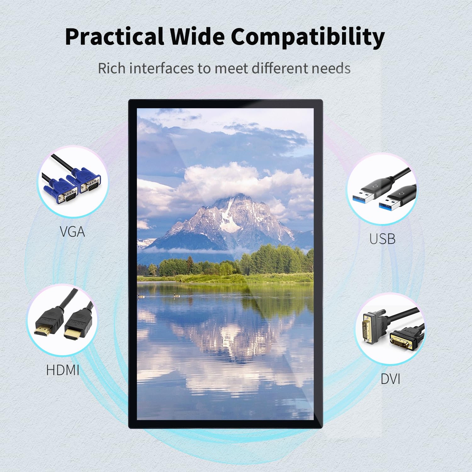 TouchWo 43 inch Capacitive Multi-Touch Screen Industrial Monitor, 16:9 Display 1920 x 1080P, Built-in Speakers, USB, VGA, DVI & HD-MI Ports, Digital Signage Displays and Player for Advertising