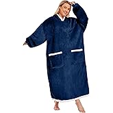 Gentlewarm Wearable Blanket Hoodie for Adults Women Men,Oversized Soft Warm Sherpa Fleece Hoodie with Pets Giant Pocket