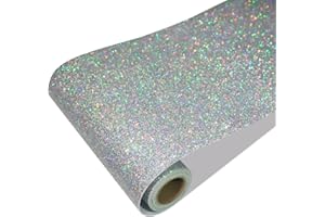 CRE8TIVE Holographic Glitter Wallpaper Border Fabric - Silver Glitter Wallpaper Stick and Peel Self Adhesive Removable Sparkle Wall Border - Girls Bedroom Dressers 8"x80"