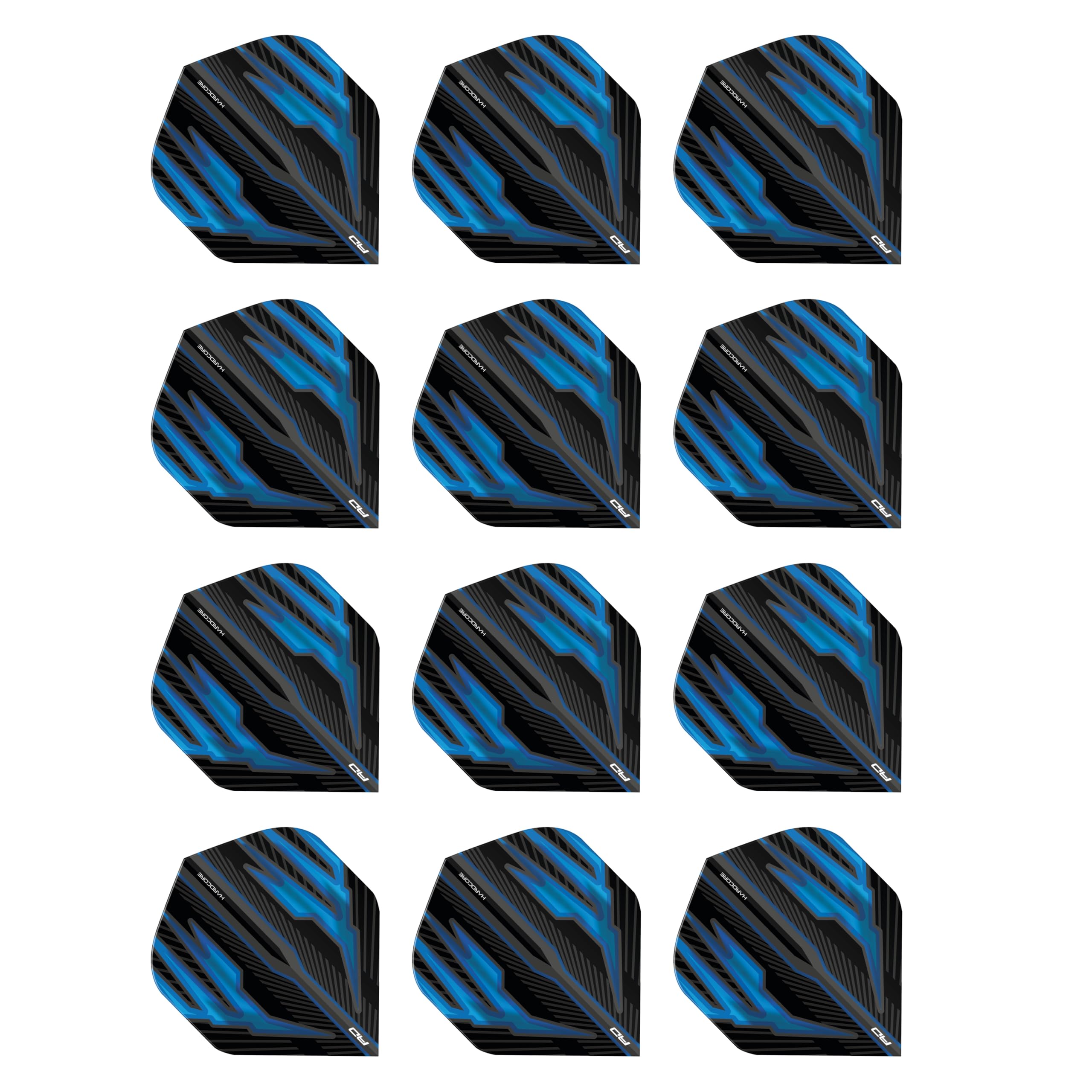 RED DRAGON Hardcore Radical Black & Blue Extra Thick Standard Dart Flights - 4 sets Per Pack (12 Dart Flights in total)