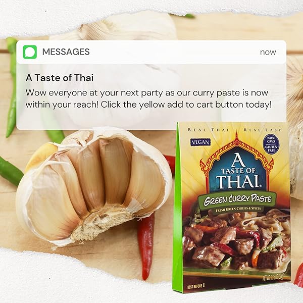 A TASTE OF THAI GREEN CURRY PASTE – AUTHENTIC & NATURAL READY-TO-USE THAI CURRY PASTE – VEGAN, GLUTEN‑FREE & NON‑GMO – SPICY, FRESH FLAVOR FOR CURRIES, STIR‑FRIES, SOUPS & DIPS – 1.75 OZ (PACK OF 6)
