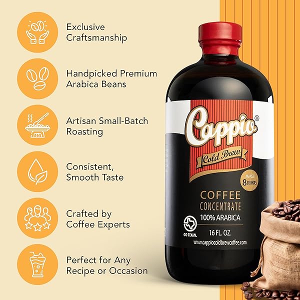 CAPPIO COLD BREW CONCENTRATE – 1 PACK | SMOOTH & VERSATILE COFFEE CONCENTRATE | SMALL-BATCH ROASTED | 16 FL OZ