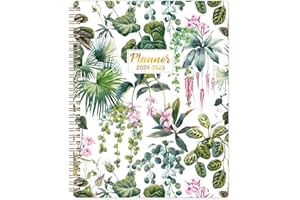 LAFEFO 2024-2025 Planner - Academic Planner 2024-2025, Jul. 2024 - Jun. 2025, 8" x 10", 12 Month Spiral Bound Planner 2024-2025 Daily Weekly and Monthly, Flexible Cover, Thick Paper - Green Leaves