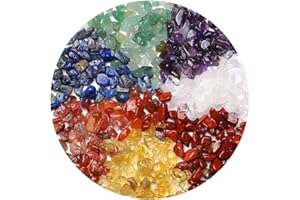 LAIDANLA 7 Chakra 400pcs Natural Chip Stone Beads 5-8mm Healing Crystal Irregular Gemstones Drilled DIY Loose Rocks Bead Crystal for Bracelet Earrings Necklace Jewelry Making Crafting