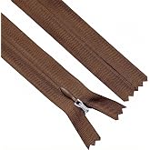 Sawoake Invisible Zippers 22 Inch #3, Coffee Nylon Coil Zippers 2-Pack for Sewing, Skirts, Pockets, Pillows (Coffee, 22", 2PCS)