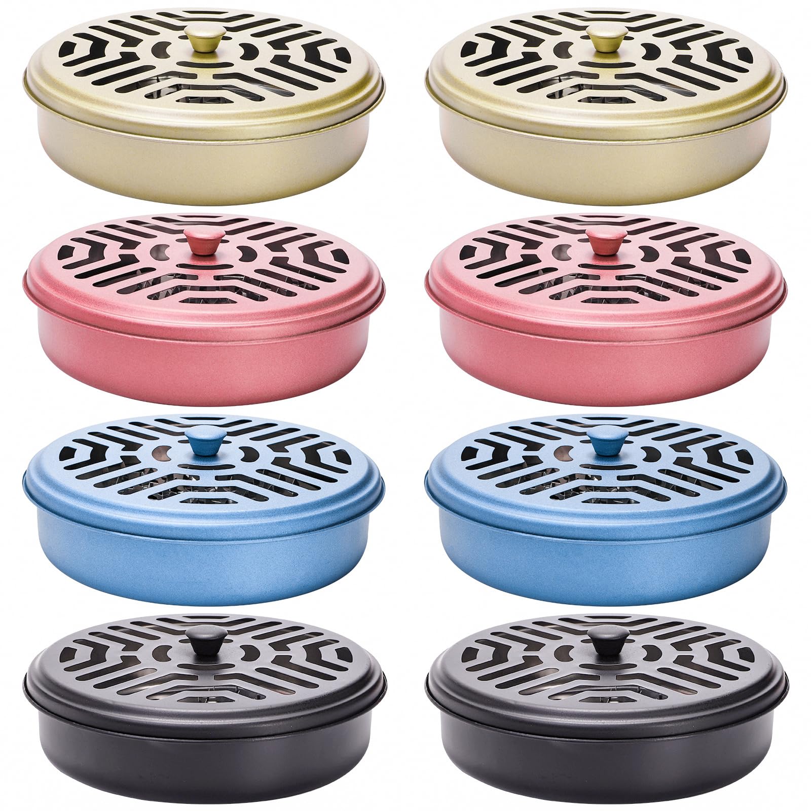 Photo 1 of Elsjoy 8 Pack Mosquito Coil Holders, Stainless Steel Incense Coil Burner Portable Mosquito Incense Holder, Metal Mosquito Coil Burner for Home, Camping
