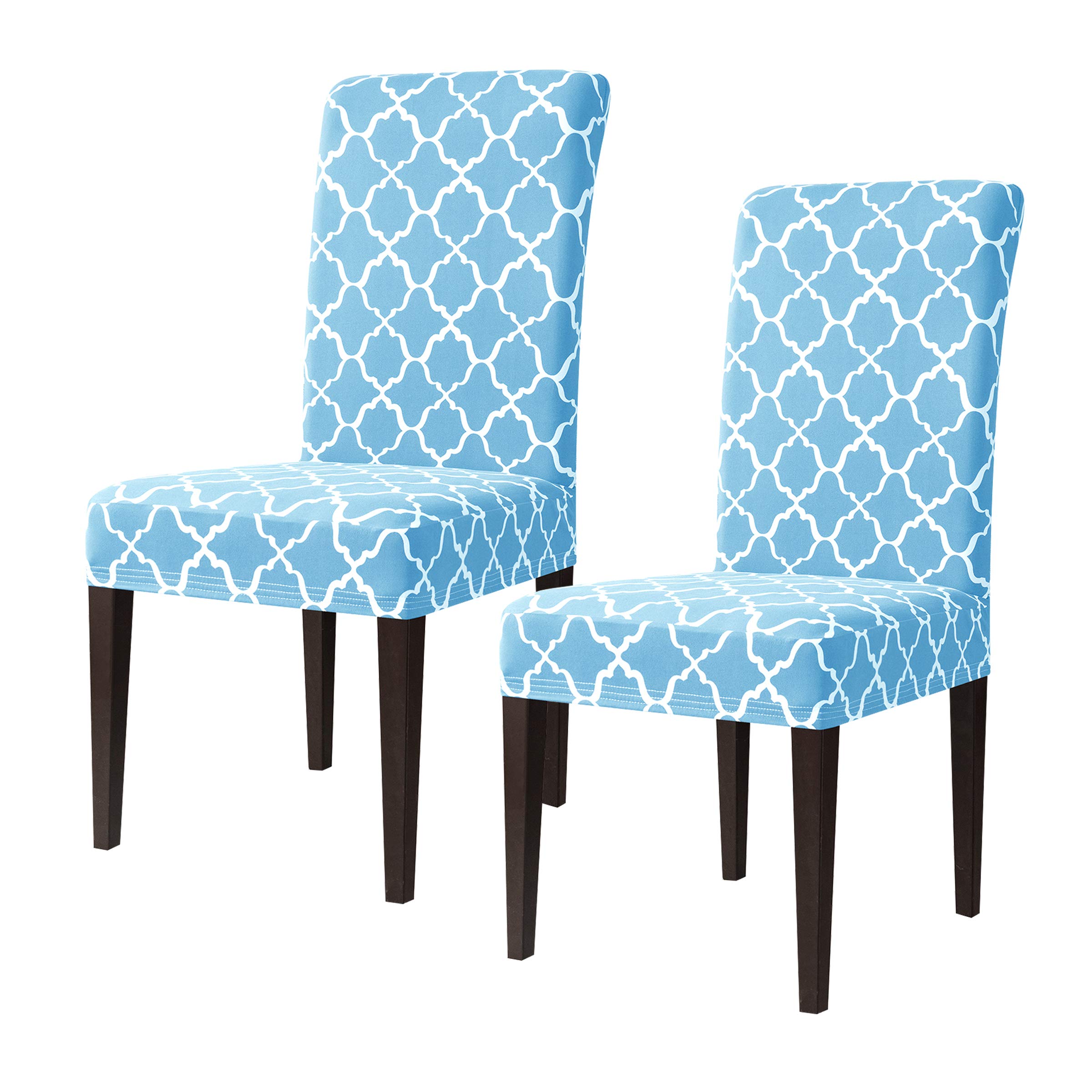 SU SUBRTEX Stretch Dining Room Chair Covers Slipcovers Set Removable Washable Soft Chair Protector Armchair Cloud-Printed Furniture Cover For Wedding Ceremony(2pcs,Blue), VCUKSBTYZT002YDB01