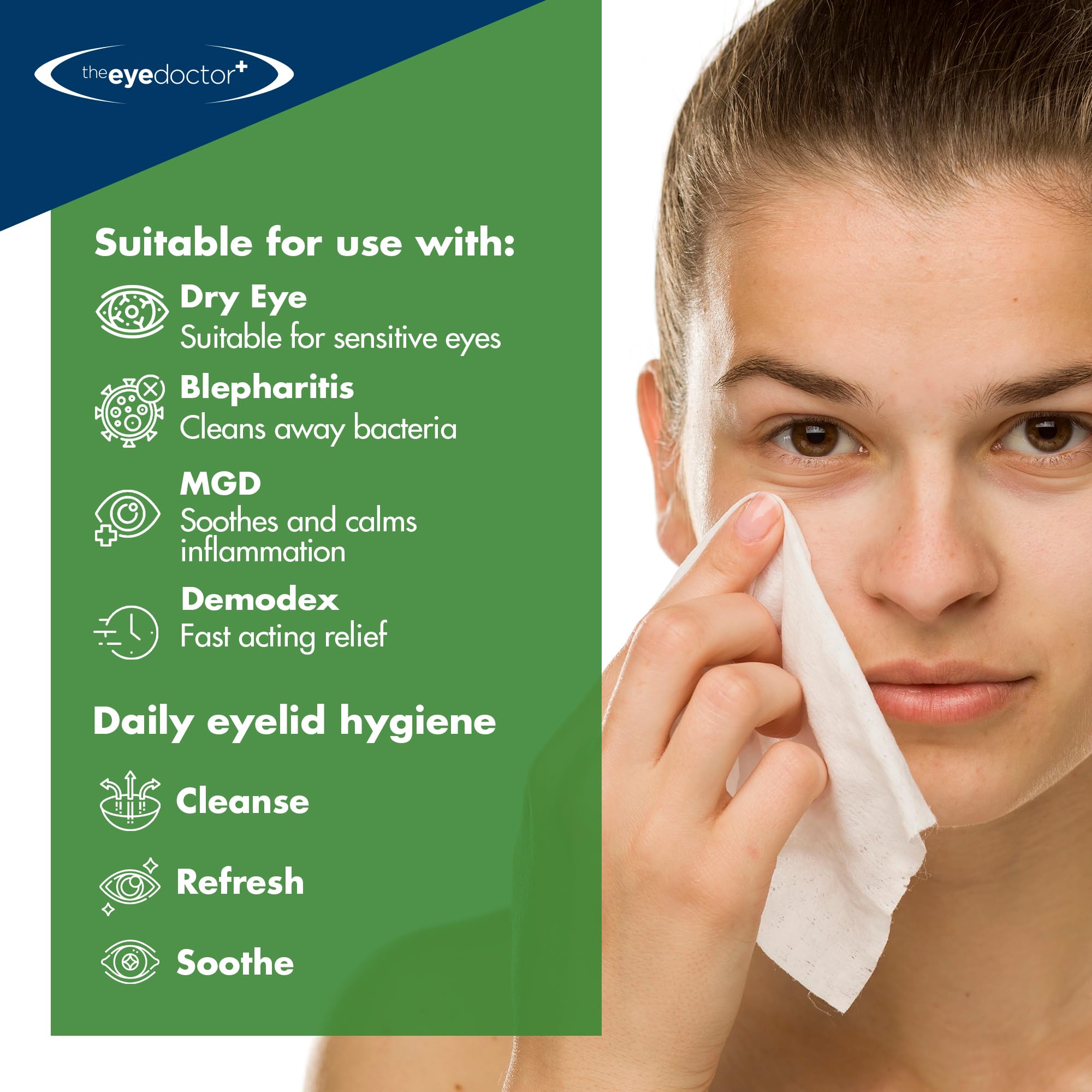 The Eye Doctor Tea Tree Eyelid Wipes - 40x Cleansing Lid Wipes Suitable for Dry Eye Blepharitis MGD & Demodex - Tea Tree, Coconut & Argan Oil