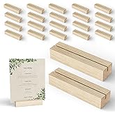 Tidita 20 pcs Oak Wood Place Card Holder - Wooden Acrylic Sign Holder Table Decor - Picture Display Stands, Centerpieces Table Number Signs for Shop Cafe Holiday Decoration Wedding Party Events
