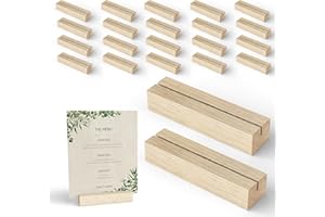 TIDITA 20 pcs Oak Wood Place Card Holder Walnut Color - Wooden Acrylic Sign Holder Table Decor - Picture Display Stands, Cent
