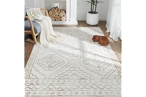 jinchan Area Rug 4x6 Moroccan Rug Bedroom Taupe Rug Washable Rug Thin Rug Modern Geometric Soft Rug Accent Rug Contemporary Indoor Non Slip Carpet for Living Room Kitchen Dining Room