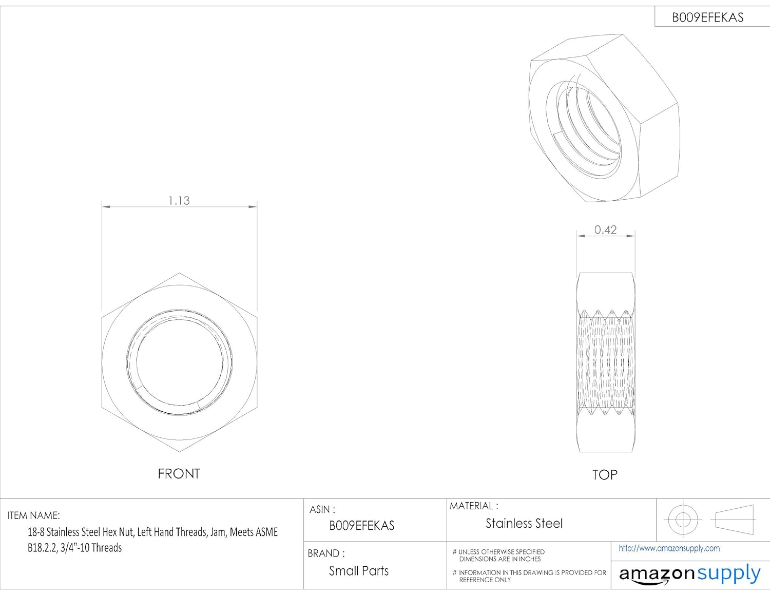 2764 Thick 34 10 Thread Size 1 18 Width Across Flats 27 2764 Thick 34 10 Thread Size 1 18 Width Across Flats 27