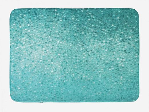 Amazon Com Ambesonne Turquoise Bath Mat Small Dot Tiles Shape