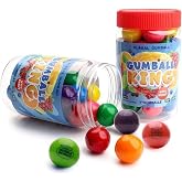 Gumballs in Jar - King Gumballs in Assorted Fruit Flavors - 1 Inch Large Gum Balls - 32 Pcs Chewing Bubble Gum for Kids
