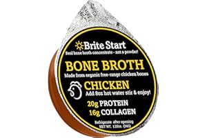 Brite Start Bone Broth - Chicken Bone Broth - 12 Count - Keto Friendly Concentrate Packed with 16g Collagen, 20g Paleo Protein - Made from Free Range Chicken Bones - Single Serve Packets
