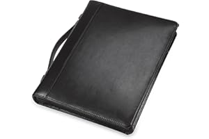Samsill 15540 Regal Leather Padfolio Zipper 1 inch Ring Binder, Carry Handle, Interior 10.1 Inch Tablet Sleeve, Letter Size Writing Pad, Black