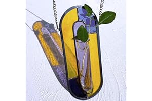 LITMIND Multi-Color Stained Glass Propagation Station - Handcrafted Translucent Suncatcher Planter with 2 Tubes, Hanging Hydr