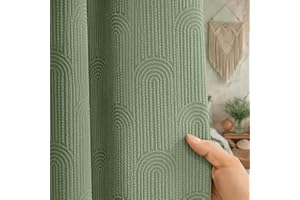 Awellife Sage Green Shower Curtains for Bathroom Cotton Fabric Touch Bohemian Mid Century Boho Minimalist Arch 72" L X 72" W