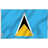 Anley Fly Breeze 3x5 Feet Saint Lucia Flag - Vivid Color and Fade Proof - Canvas Header and Double Stitched - Saint Lucian Flags Polyester with Brass Grommets 3 X 5 Ft