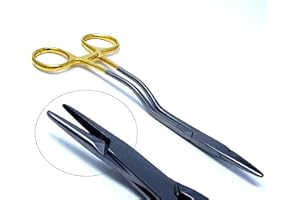 A2Z SCILAB TC Kilner Needle Holder Driver 6.25"(15.24cm) Bayonet Offset with Tungsten Carbide Inserts and Gold Rings with Locking Mechanism, Premium Quality