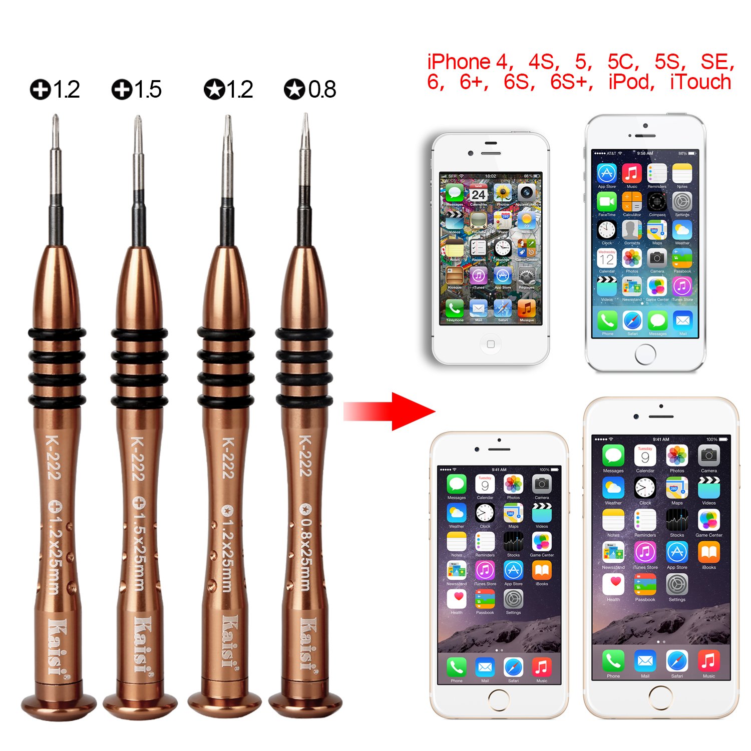 Phone Repair Tools Repair Kit Precision Screwdriver Kit For iPhone/ Samsung Galaxy/ Huawei/ iPod/ iPad /Macbook Magnetic Solid Metal Opening repair kit by Kaisi