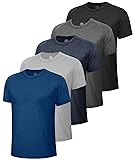 5 Pack Workout Shirts for Men-Quick Dry Black Gym