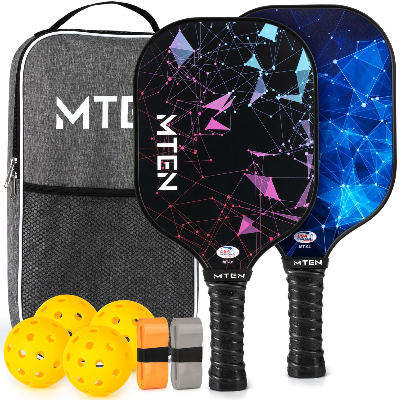 Pickleball Paddles, USAPA Approved Pickleball Paddles Set of 2, Fiberglass Surface Pickleball Set, 2Pickleball Rackets, 4 Pickleball Balls, 2Grip Tapes & Carry Bag for Men Women Image Pickleball Paddles, USAPA Approved Pickleball Paddles Set of 2, Fiberglass Surface Pickleball Set, 2Pickleball Rackets, 4 Pickleball Balls, 2Grip Tapes & Carry Bag for Men Women Image
