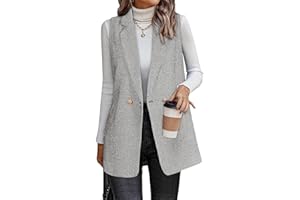 Happy Sailed Vest for Women Fall Winter Sleeveless Blazer Cardigans with Pockets