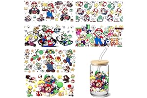 SHIOMAY 6 Sheets UV DTF Cup Wraps Transfer Stickers for Glass, Cartoon Cup Wraps Decal Stickers for Tumbler Cups (Game)