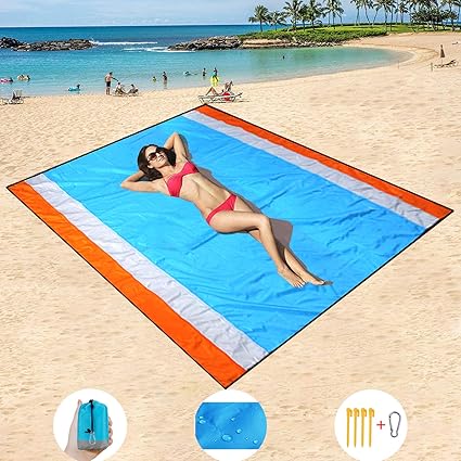 Mumu Sugar Sand Free Beach Mat Oversized 82″ X79″ Sand Proof