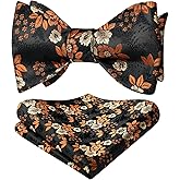 HISDERN Bow Ties for Men Floral Bowties Mens Self Tie Bow Tie Handkerchief Jacquard Woven Bowtie Pocket Square Set