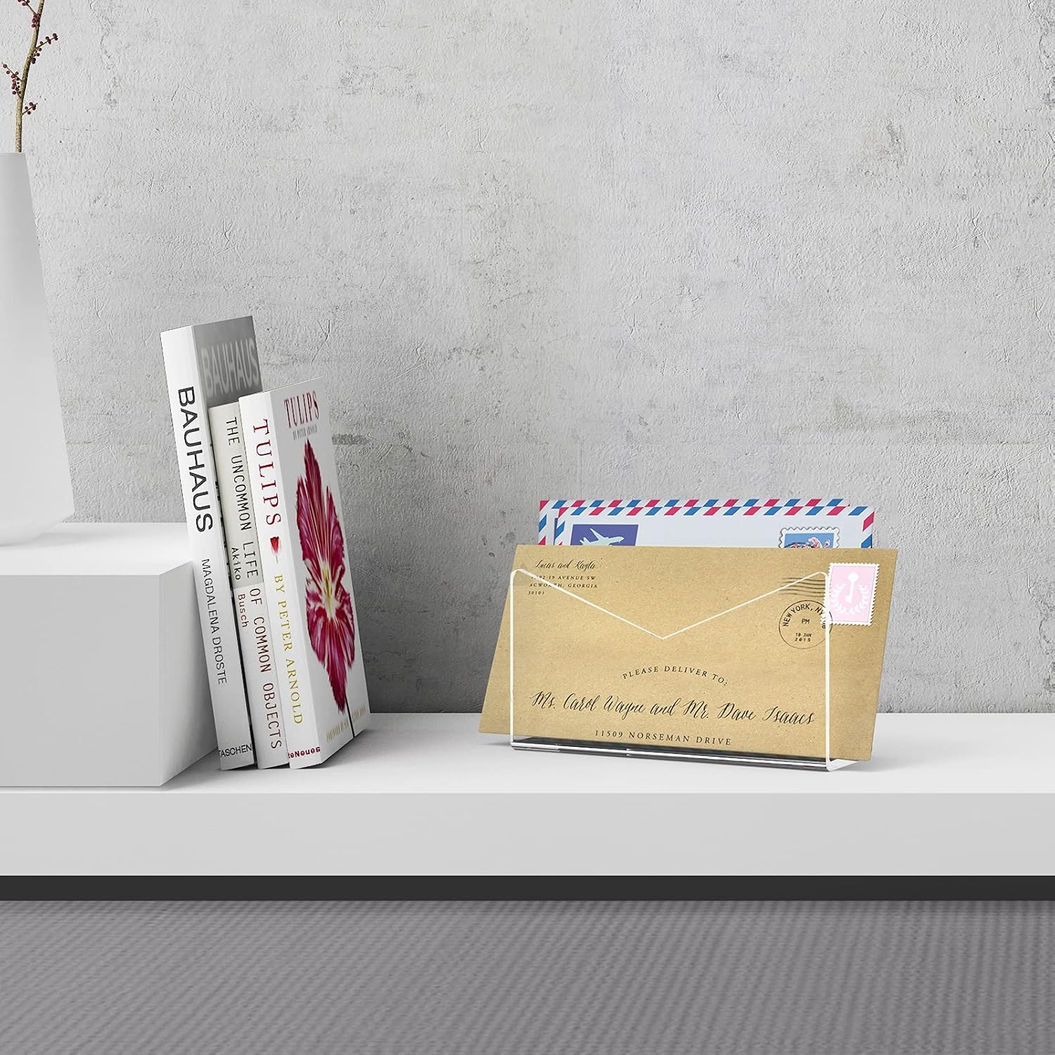 Ktrio Acrylic Mail Holder Mail Organizer Countertop, Letter Holder for Desk 6x2.5x4 Inches Envelope Holder Mail Sorter Stand for Home Office School : Office Products