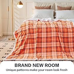inhand Fall Sherpa Throw Blanket Autumn Plaid