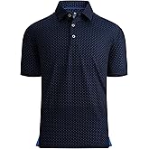 Alex Vando Mens Golf Shirt Moisture Wicking Quick-Dry Print Performance Polo Shirts for Men