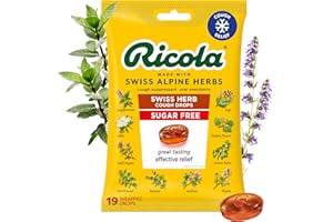 Ricola Swiss Herb Sugar Free Cough Drops with Menthol - Cough and Sore Throat Relief - 19 Count - Herbal Throat Lozenges