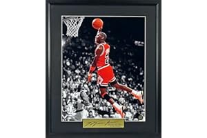 SPORTS GALLERY AUTHENTICATED Michael Jordan"Air Dunk” 11x14 Spotlight Framed Photograph (Engraved Series)