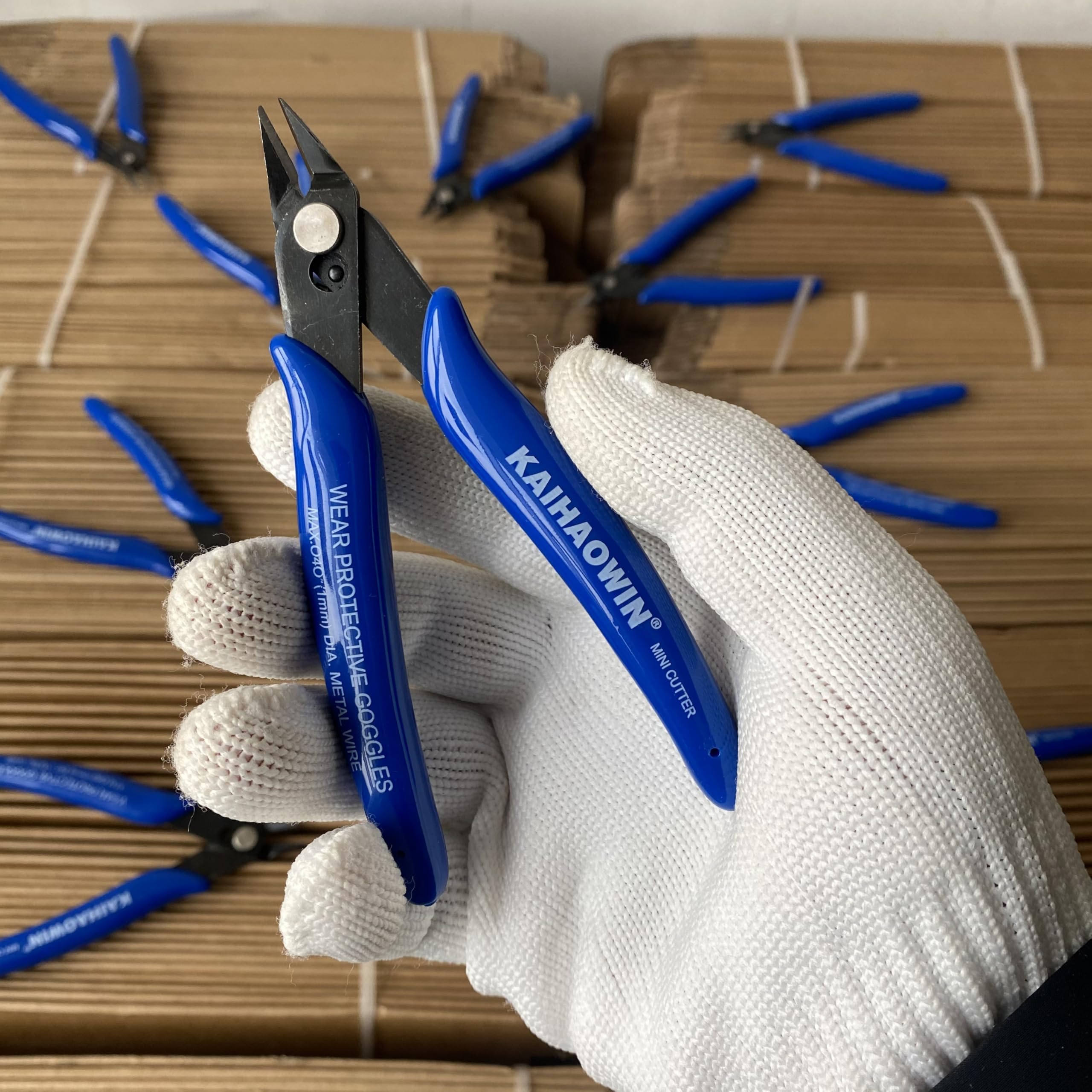 KAIHAOWIN 10 Stück Seitenschneider Klein, 170 Elektronik Drahtschneider, Präzision Schneiderzange, Mini Drahtschere für Modellbau, Handwerk, Schmmuck, blau 2
