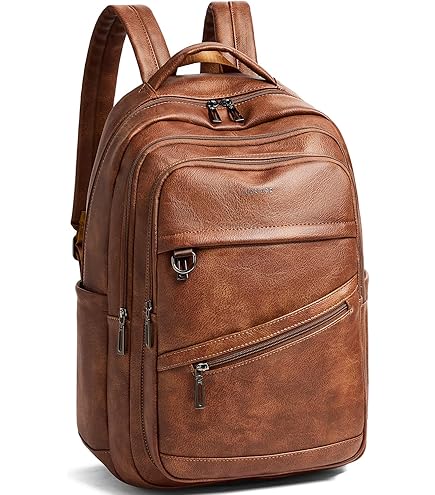 Baosha Vegan Leather Laptop Backpack Briefcase Hybrid 15.6 Inch Laptop Travel Backpack Hiking College Backpack for Men BC-04 (Brown) : Electronics