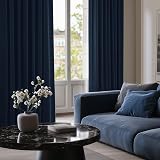 Deconovo Solid Curtains Navy Blue 42 x 90 Inch 2 Panels Thermal Blackout Eyelet view 3