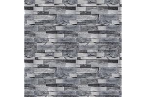 Timeet Grey Brick Wallpaper Peel and Stick Stone Wall Paper 17.7”X 118”Self Adhesive Removable Vintage Brick Contact Paper Faux Textured Wallpaper Home Decoration